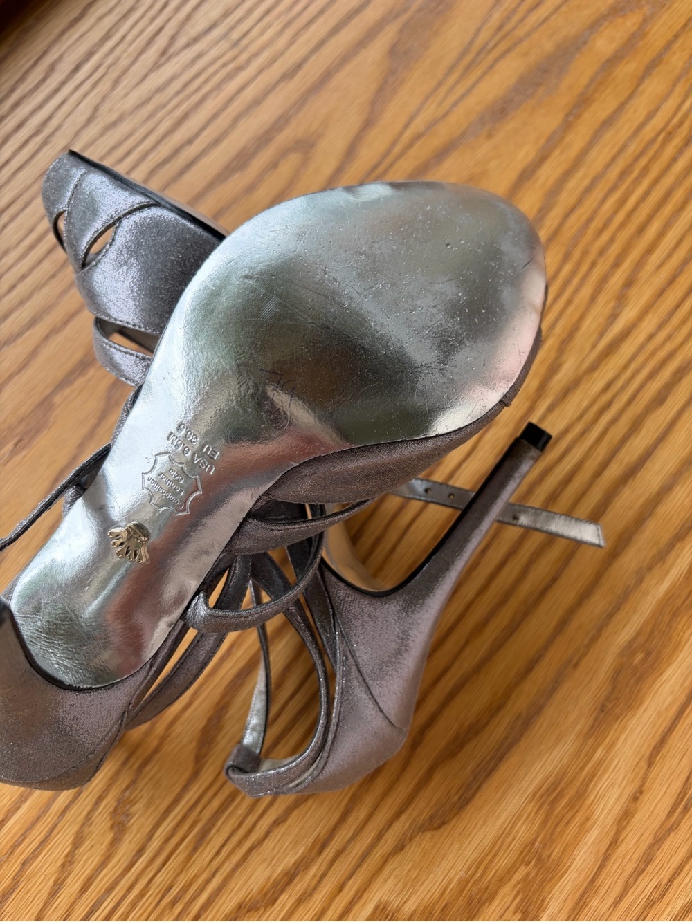 Nina Metallic Pewter Strappy Heels - Picture 4 of 5